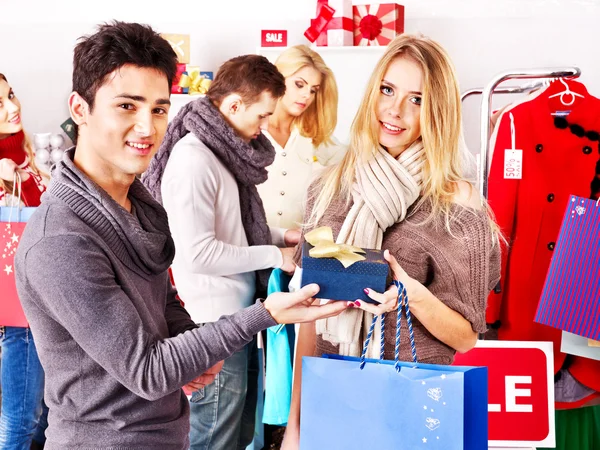 Shopping women at Christmas sales. — Stock Photo, Image