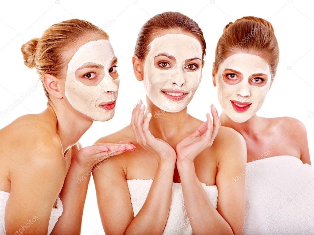 Group women with facial mask.