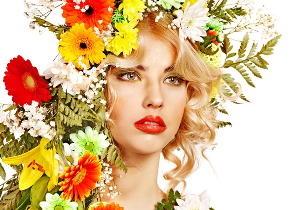 kadın ile telafi etmek ve çiçek.