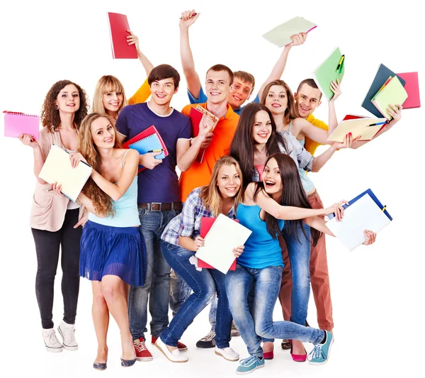 Studente di gruppo con quaderno . — Foto Stock