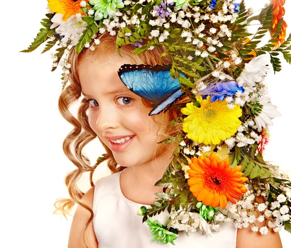 Menina com penteado de flor . — Fotografia de Stock