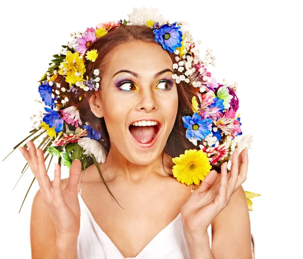 Happy woman with flower. — Stock Photo, Image