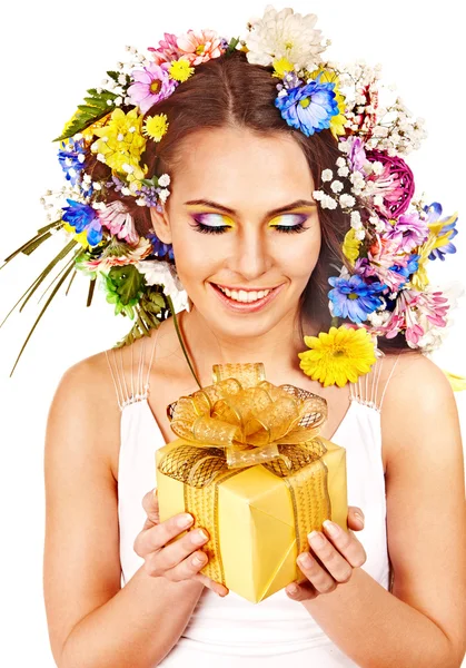 Primer plano maquillaje con flor . — Foto de Stock