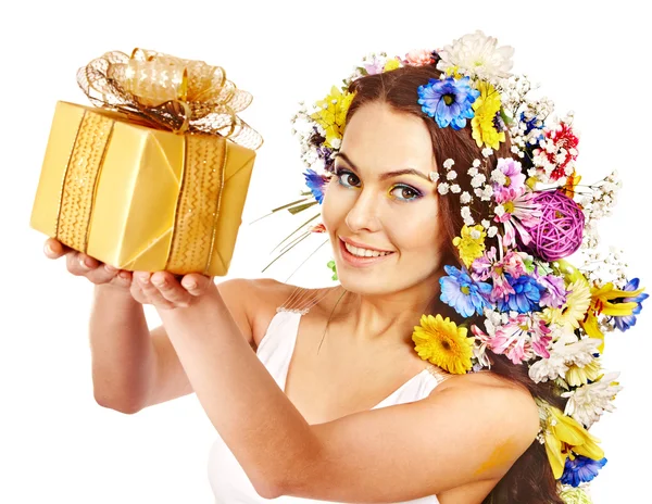 Primer plano maquillaje con flor . — Foto de Stock