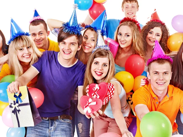 Group with balloon on party. Stock Picture