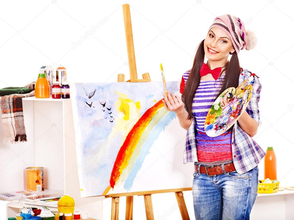 Female artist at work.