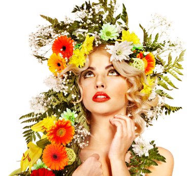 kadın ile telafi etmek ve çiçek.