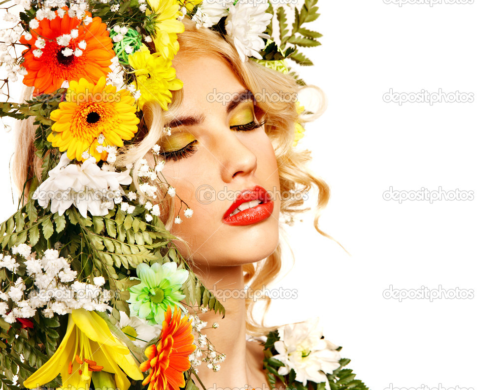 Woman with make up and flower.