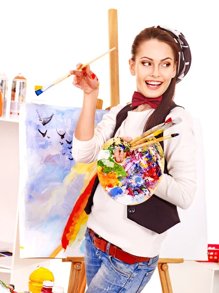 Artista femenina en el trabajo . — Foto de Stock