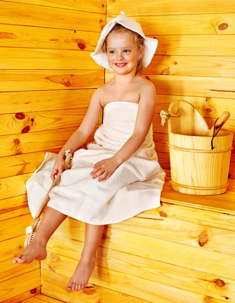 Child relaxing at sauna. — Stock Photo, Image