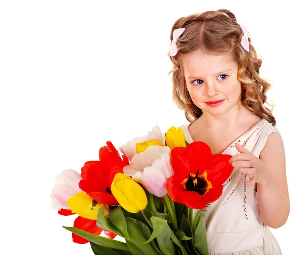 Дитина з весняною квіткою . — стокове фото