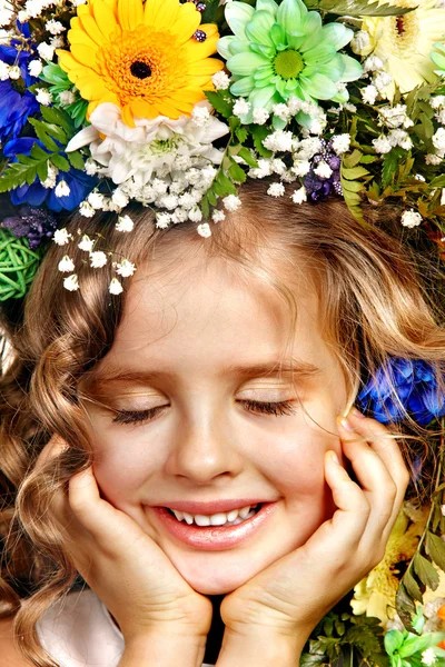 Little girl with flower hairstyle. — Stock Photo, Image