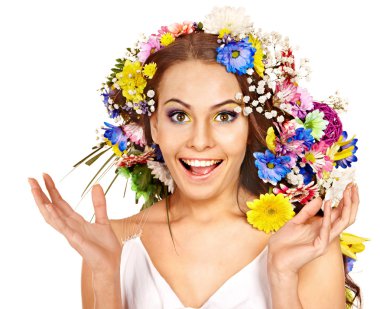 mutlu bir kadın çiçek.