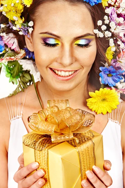 Nahaufnahme Make-up mit Blume. — Stockfoto