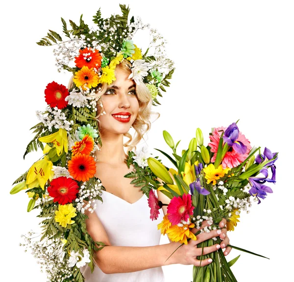 Frau mit Make-up und Blume. — Stockfoto