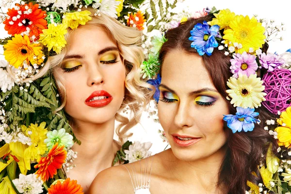 Woman with make up and flower. Stock Photo