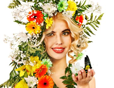 çiçek ve kelebek kadın ile.