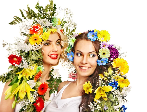 Mujer con maquillaje y flor . —  Fotos de Stock