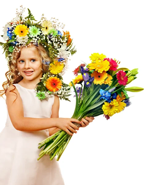 Enfant avec coiffure de fleur . — Photo