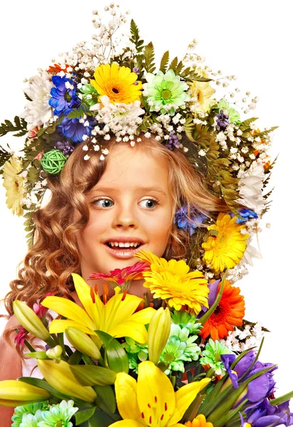 Enfant avec coiffure de fleur . — Photo