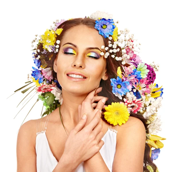 Happy woman with flower. Stock Picture