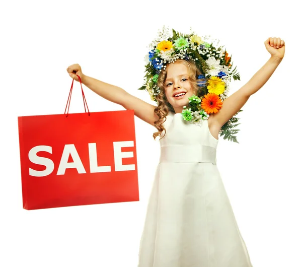 Little girl with flower hairstyle. — Stock Photo, Image