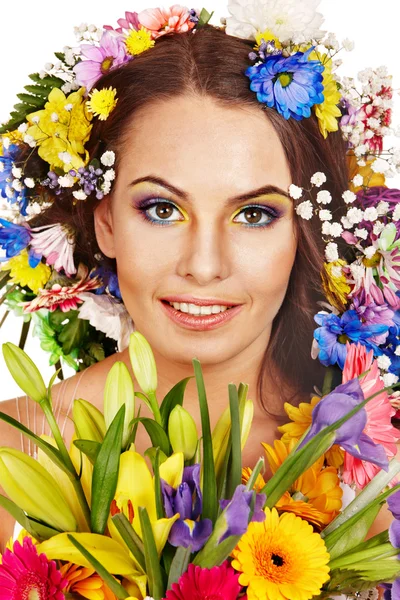 Πρόσωπο γυναίκας με λουλούδι. — Φωτογραφία Αρχείου