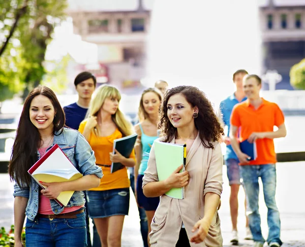 Group student with notebook outdoor. Stock Image