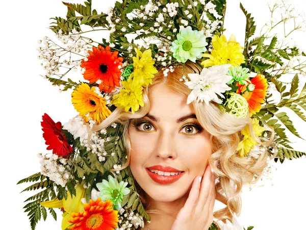 Mulher com maquiagem e flor . — Fotografia de Stock