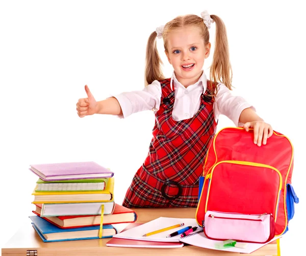 Bambino con pila libro . — Foto Stock