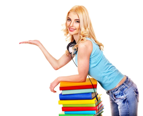 Estudiante con libro de pila . —  Fotos de Stock