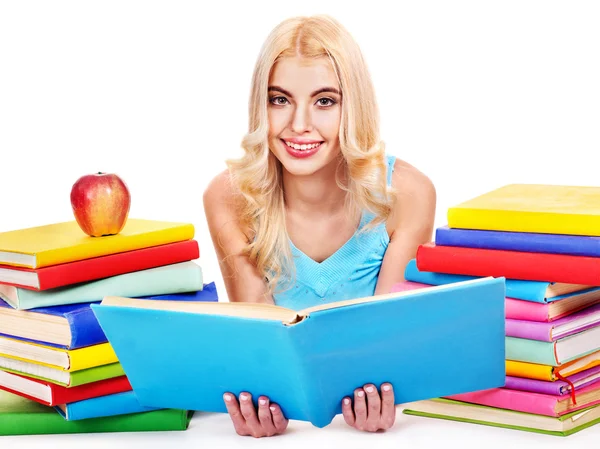 Estudiante con libro de pila . —  Fotos de Stock