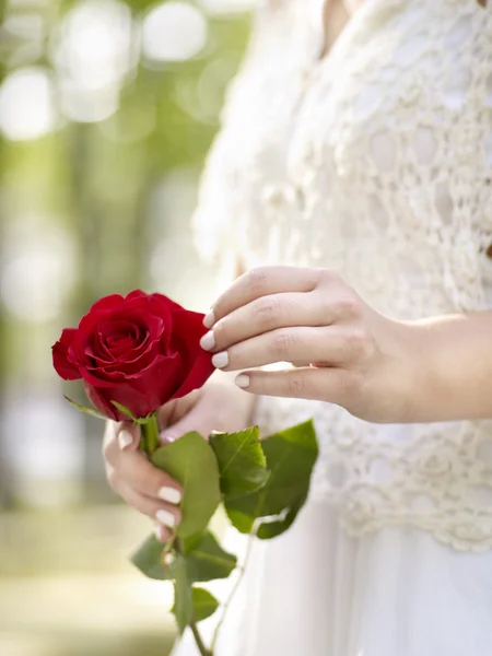 Sposa con bouquet di rose — Foto Stock