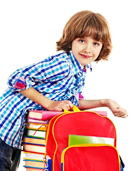 Niño con pila de libros . — Foto de Stock