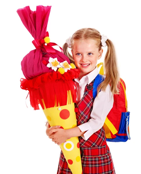 Niño con cono escolar . — Foto de Stock