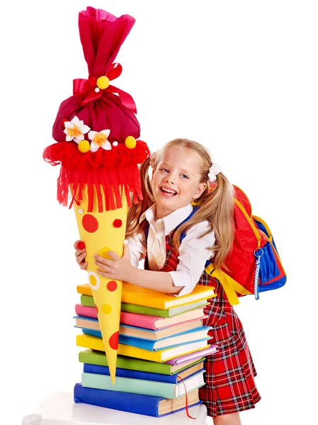 Child with school cone. — Stock Photo, Image