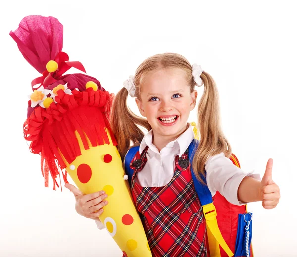 Child with school cone. — Stock Photo, Image