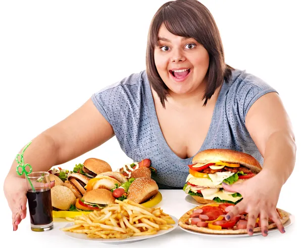 Kobiety jedzące Fast Food. — Zdjęcie stockowe