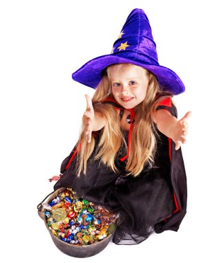 şeker ile küçük kız cadı.