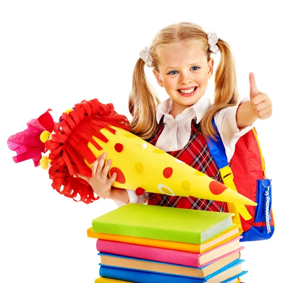 Child with school cone. — Stock Photo, Image