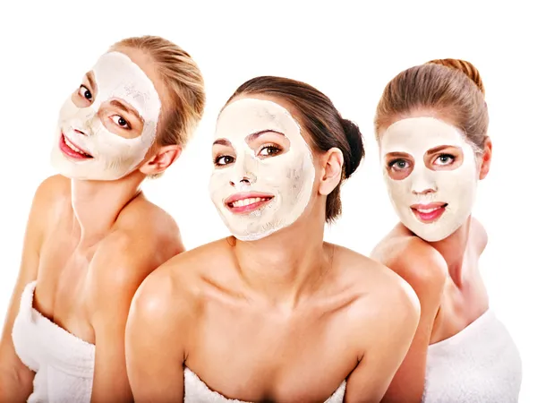 Group women with facial mask. — Stock Photo, Image