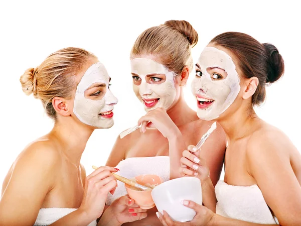 Group women with facial mask. — Stock Photo, Image