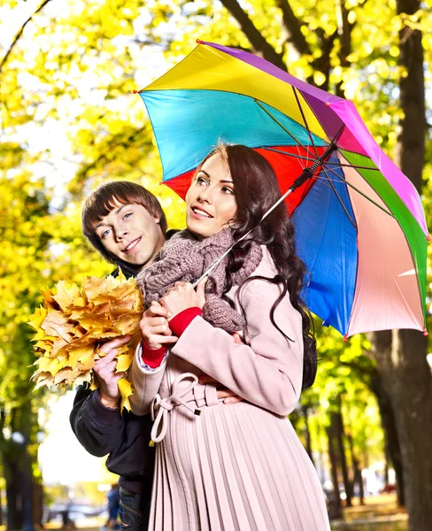 Couple on date autumn outdoor. — Stock Photo, Image