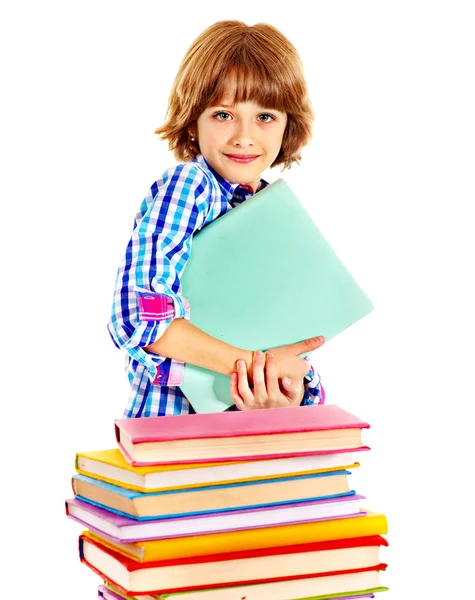 Child with stack of books. — Stock Photo, Image