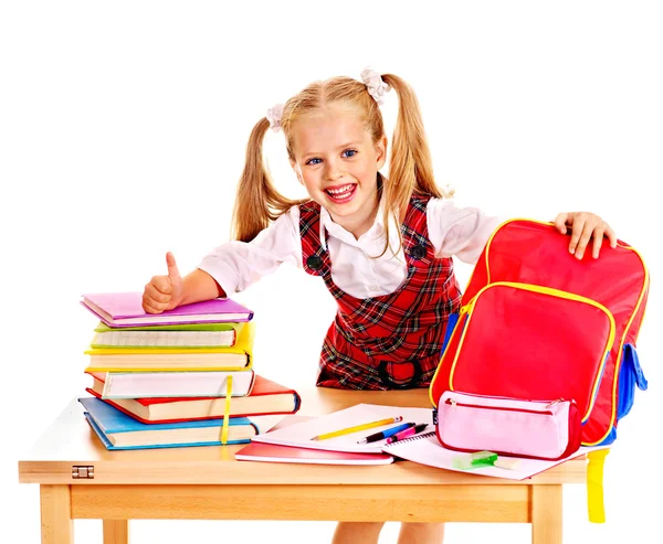 Child with stack book. Royalty Free Stock Images