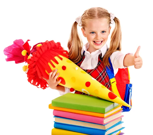 Ребенок со школьным конусом . — стоковое фото