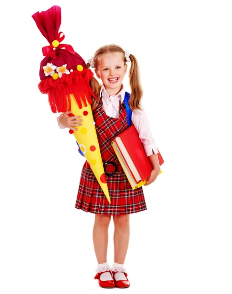 Child with school cone. — Stock Photo, Image