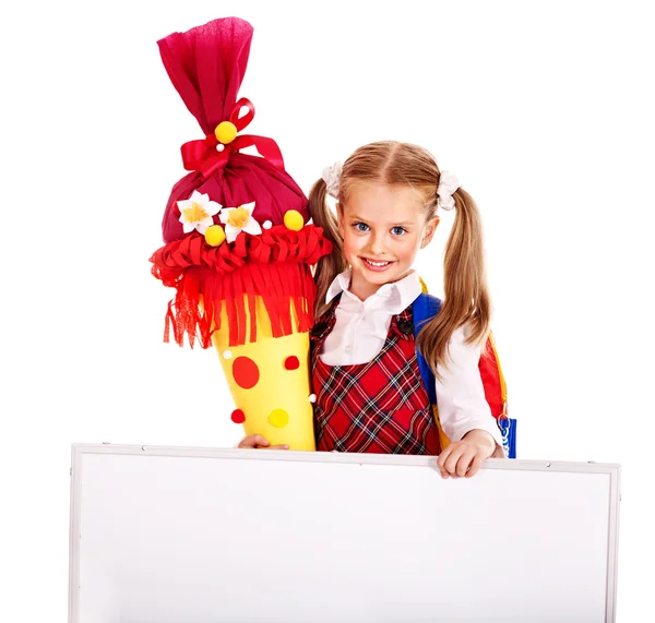 Child with school cone. — Stock Photo, Image