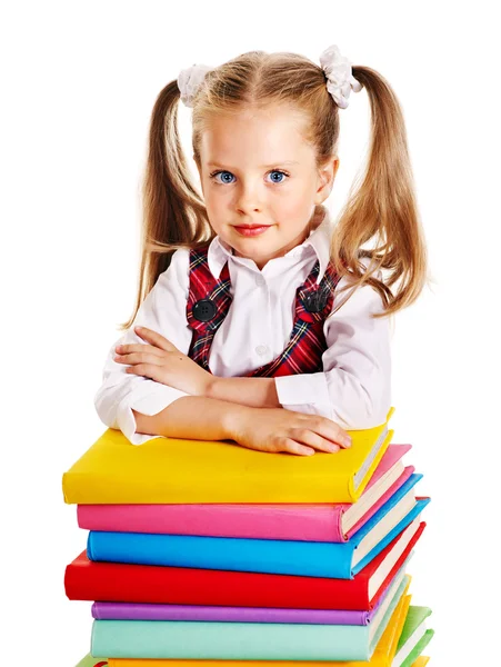 Child with stack book. — Stock Photo, Image