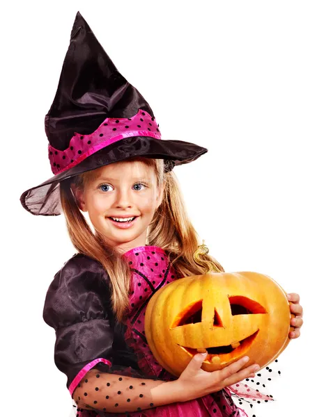 Heks kinderen op halloween party. — Stockfoto